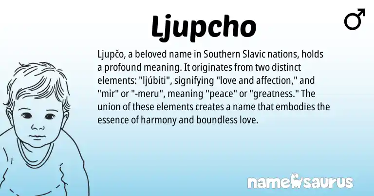 Infographic about Ljupcho name meaning, Ljupcho is a name from Slavic origin(s).