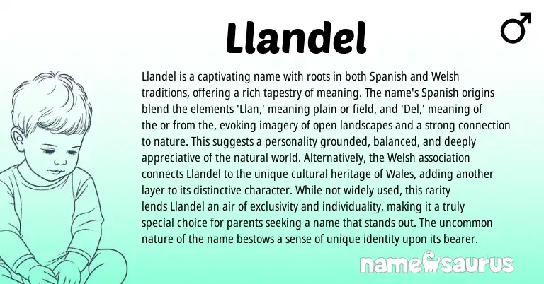 Infographic about Llandel name meaning, Llandel is a name from Spanish origin(s).