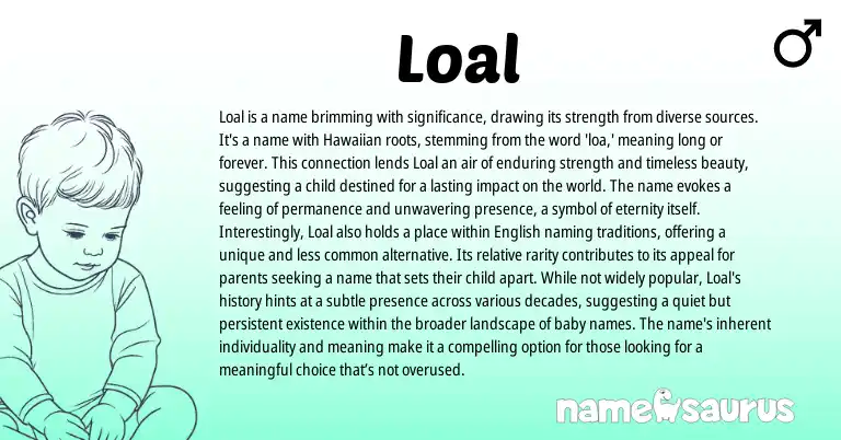 Infographic about Loal name meaning, Loal is a name from Hawaiian origin(s).