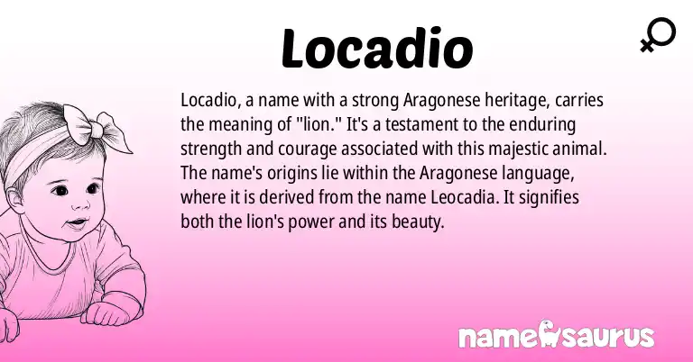 Infographic about Locadio name meaning, Locadio is a name from Aragonese origin(s).