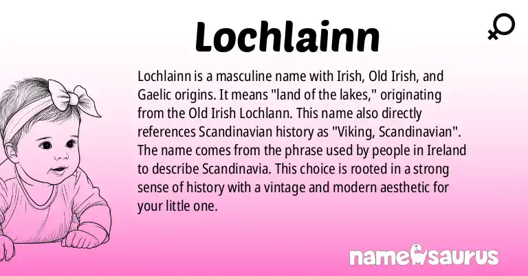 Infographic about Lochlainn name meaning, Lochlainn is a name from Irish, Old Irish, Gaelic origin(s).