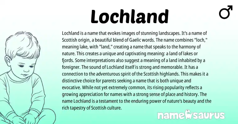 Infographic about Lochland name meaning, Lochland is a name from Scottish, Gaelic origin(s).
