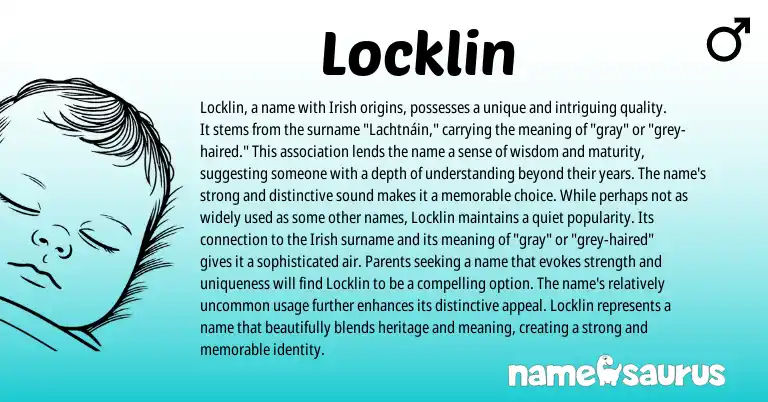 Infographic about Locklin name meaning, Locklin is a name from Irish origin(s).