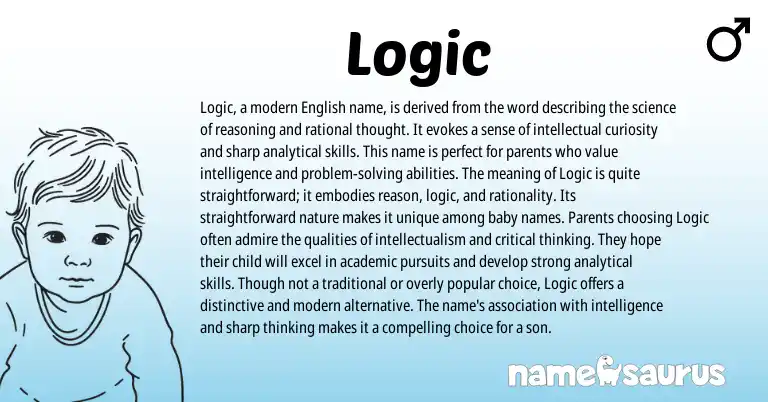 Infographic about Logic name meaning, Logic is a name from Greek, English origin(s).