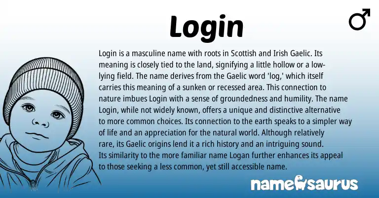 Infographic about Login name meaning, Login is a name from Celtic, Scottish, Gaelic origin(s).