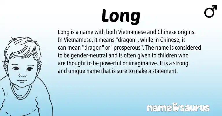 Infographic about Long name meaning, Long is a name from Chinese, Vietnamese origin(s).