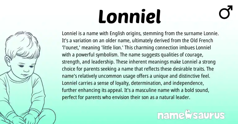 Infographic about Lonniel name meaning, Lonniel is a name from French, English origin(s).