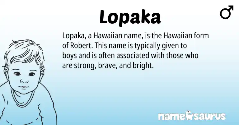 Infographic about Lopaka name meaning, Lopaka is a name from Hawaiian origin(s).