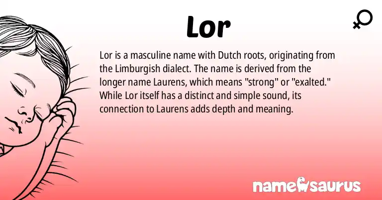 Infographic about Lor name meaning, Lor is a name from Limburgish origin(s).