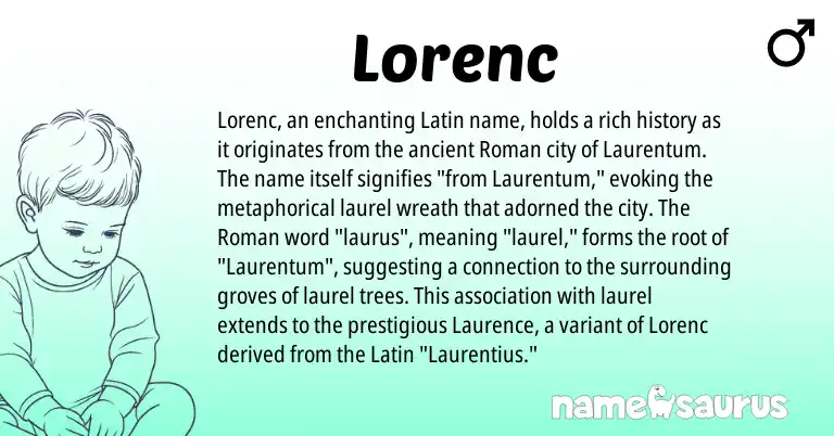 Infographic about Lorenc name meaning, Lorenc is a name from Roman, Latin origin(s).