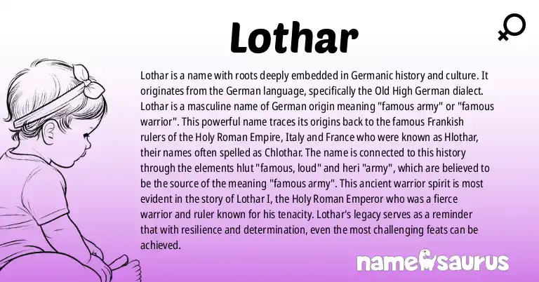 Infographic about Lothar name meaning, Lothar is a name from German, Germanic, German - Old High German origin(s).