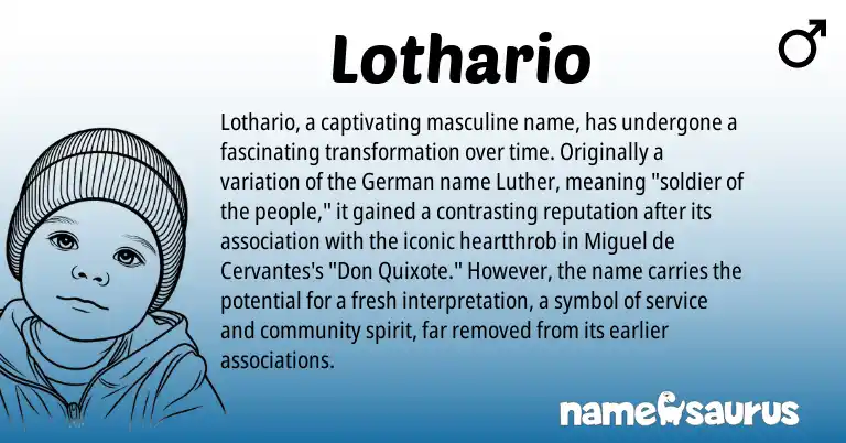 Infographic about Lothario name meaning, Lothario is a name from German origin(s).