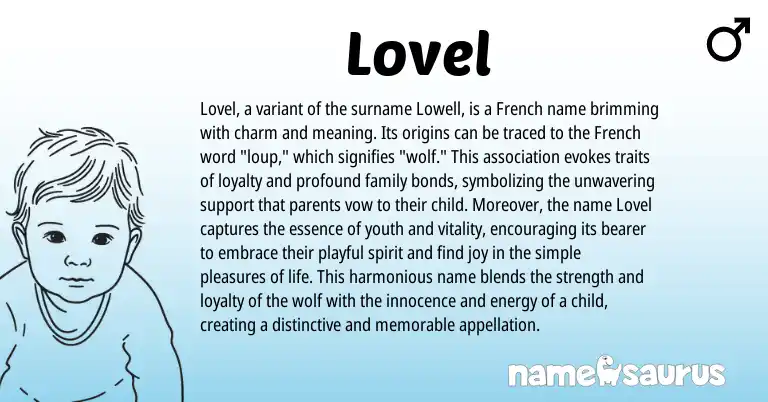 Infographic about Lovel name meaning, Lovel is a name from French origin(s).