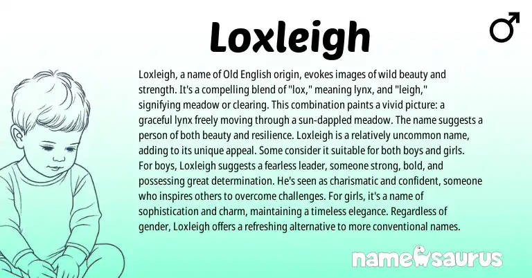 Infographic about Loxleigh name meaning, Loxleigh is a name from English origin(s).
