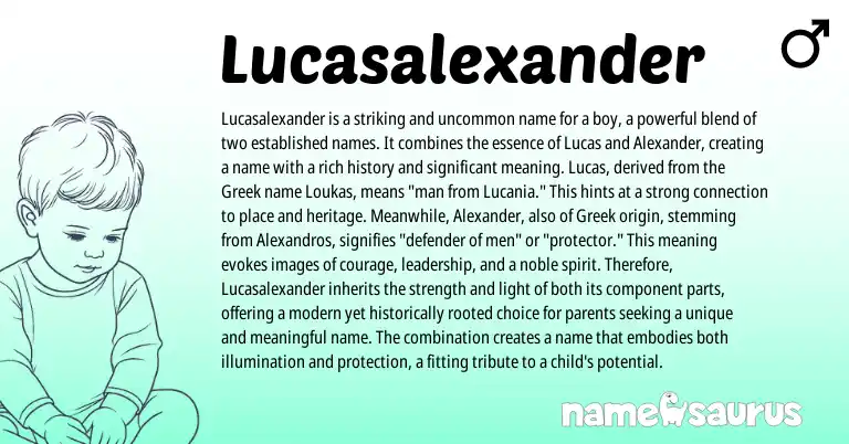 Infographic about Lucasalexander name meaning, Lucasalexander is a name from Latin, Greek origin(s).