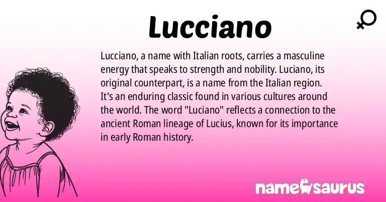 Infographic about Lucciano name meaning, Lucciano is a name from Italian origin(s).