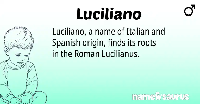 Infographic about Luciliano name meaning, Luciliano is a name from Spanish, Roman, Italian origin(s).