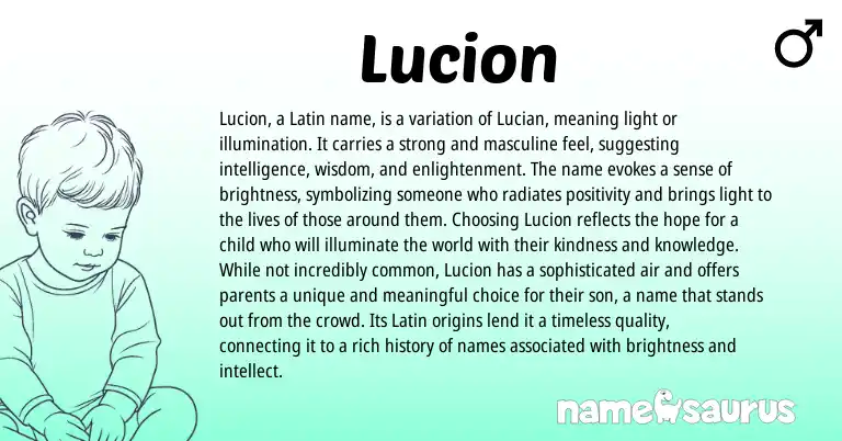Infographic about Lucion name meaning, Lucion is a name from Latin origin(s).