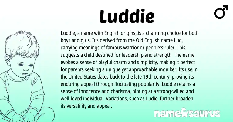 Infographic about Luddie name meaning, Luddie is a name from English origin(s).