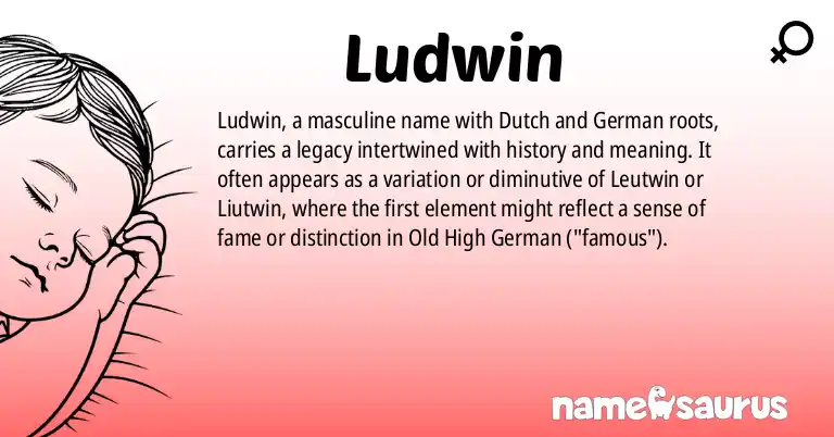 Infographic about Ludwin name meaning, Ludwin is a name from Dutch, German origin(s).