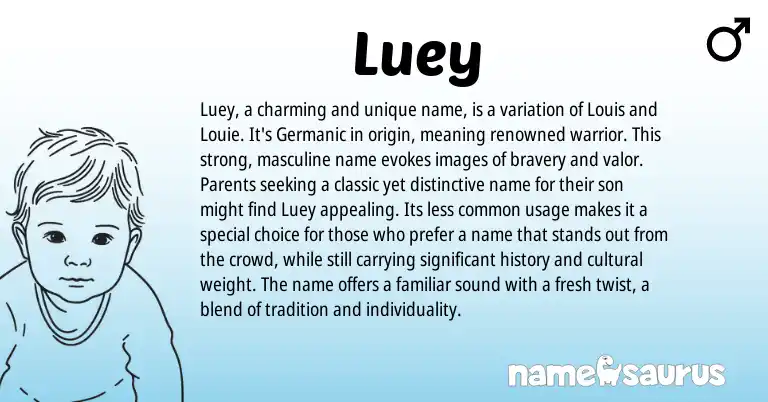 Infographic about Luey name meaning, Luey is a name from Germanic origin(s).