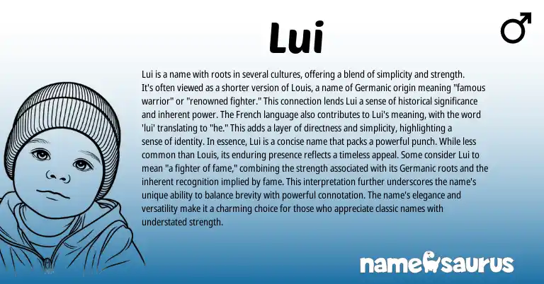 Infographic about Lui name meaning, Lui is a name from Nordic, French origin(s).
