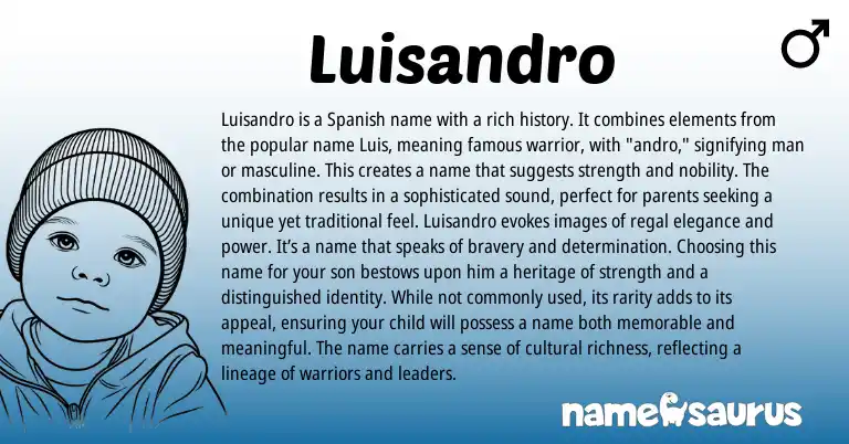 Infographic about Luisandro name meaning, Luisandro is a name from Italian, Spanish origin(s).