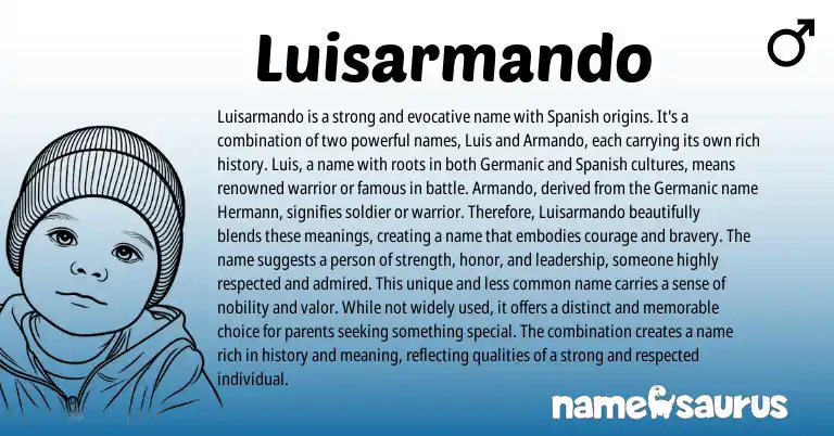 Infographic about Luisarmando name meaning, Luisarmando is a name from Spanish origin(s).