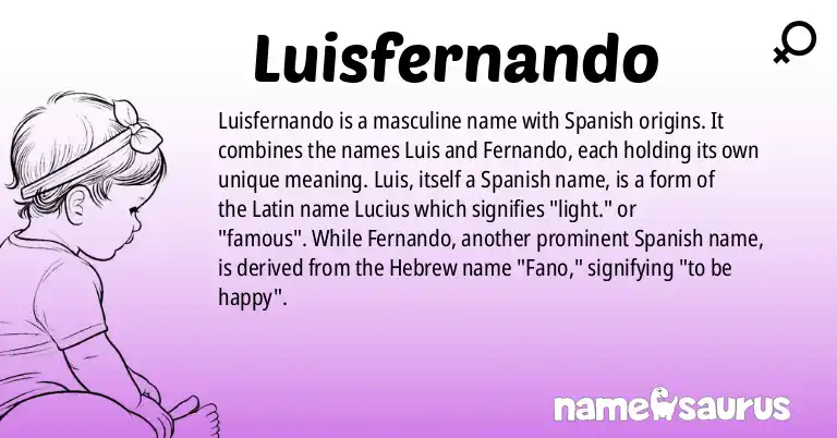 Infographic about Luisfernando name meaning, Luisfernando is a name from Spanish origin(s).
