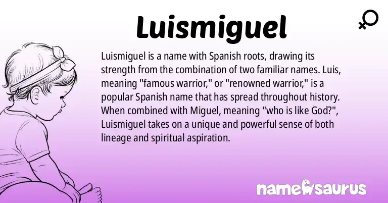 Infographic about Luismiguel name meaning, Luismiguel is a name from Spanish origin(s).