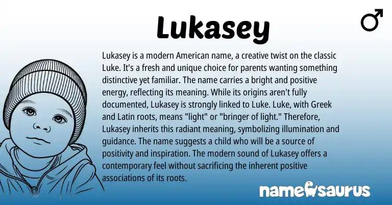 Infographic about Lukasey name meaning, Lukasey is a name from American origin(s).