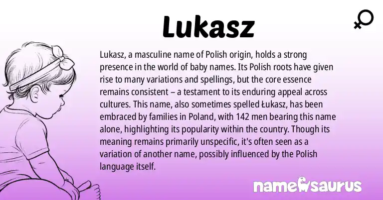 Infographic about Lukasz name meaning, Lukasz is a name from Polish origin(s).