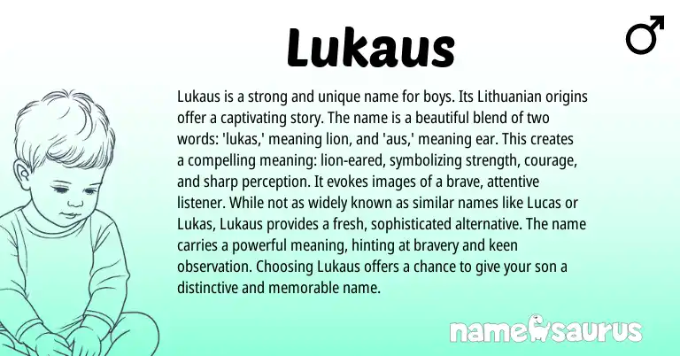 Infographic about Lukaus name meaning, Lukaus is a name from Lithuanian origin(s).