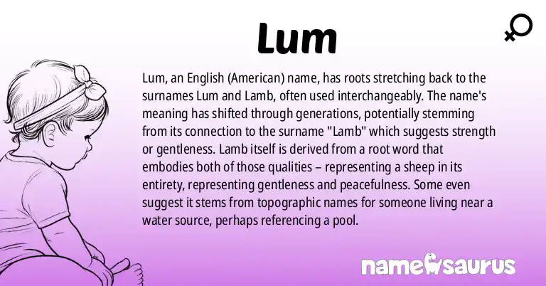 Infographic about Lum name meaning, Lum is a name from English (American) origin(s).