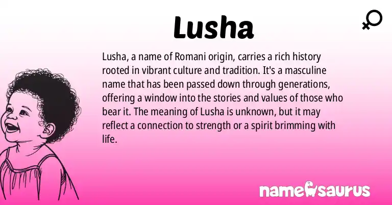 Infographic about Lusha name meaning, Lusha is a name from Romani origin(s).