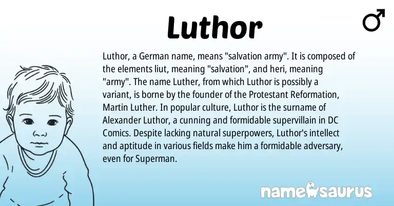 Infographic about Luthor name meaning, Luthor is a name from German origin(s).