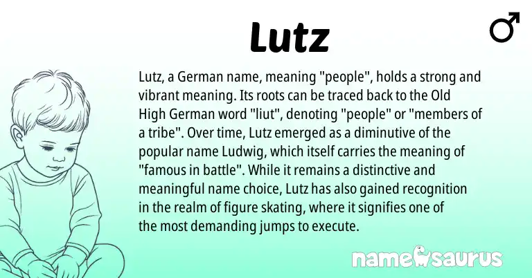 Infographic about Lutz name meaning, Lutz is a name from Old High German, German origin(s).