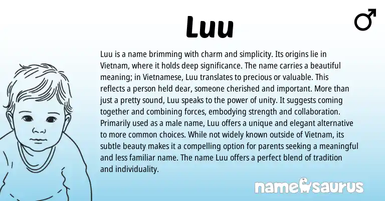 Infographic about Luu name meaning, Luu is a name from Australian, Vietnamese origin(s).
