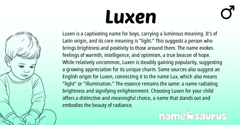 Infographic about Luxen name meaning, Luxen is a name from Latin origin(s).