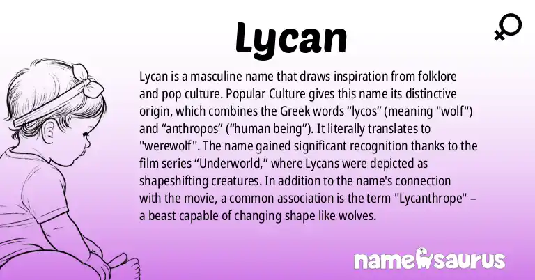 Infographic about Lycan name meaning, Lycan is a name from Popular Culture origin(s).