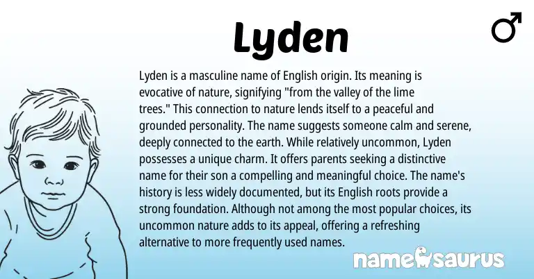 Infographic about Lyden name meaning, Lyden is a name from English origin(s).