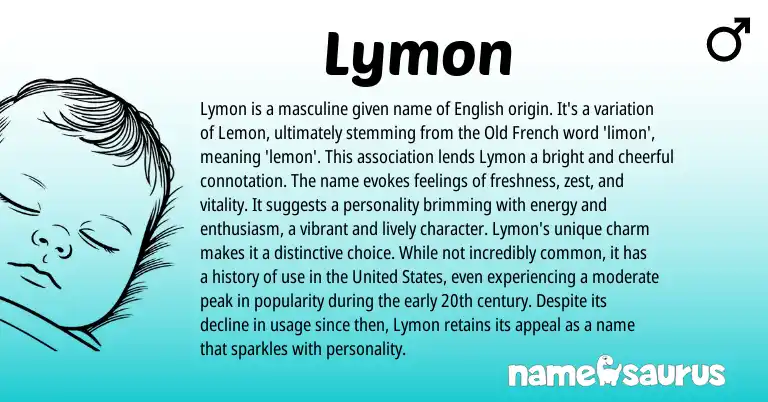 Infographic about Lymon name meaning, Lymon is a name from French, English origin(s).