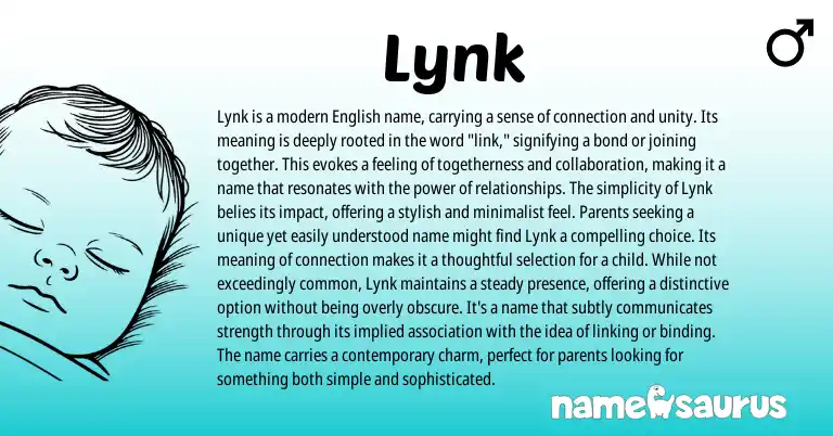 Infographic about Lynk name meaning, Lynk is a name from English origin(s).