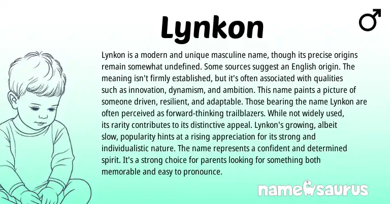 Infographic about Lynkon name meaning, Lynkon is a name from English origin(s).