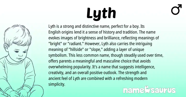 Infographic about Lyth name meaning, Lyth is a name from English origin(s).