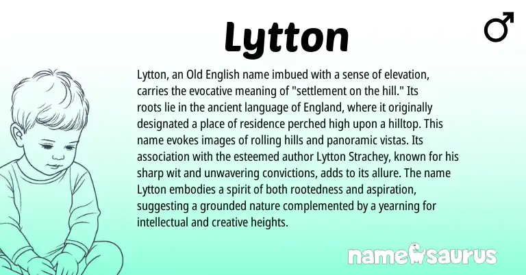 Infographic about Lytton name meaning, Lytton is a name from Old English, England origin(s).