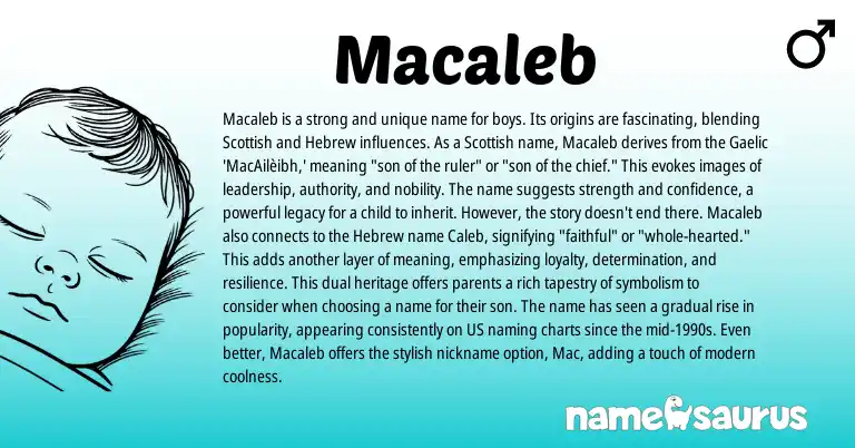 Infographic about Macaleb name meaning, Macaleb is a name from Scottish, Gaelic origin(s).