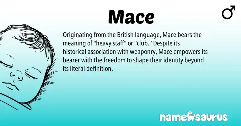 Infographic about Mace name meaning, Mace is a name from British origin(s).