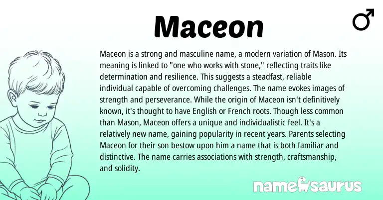 Infographic about Maceon name meaning, Maceon is a name from Other origin(s).