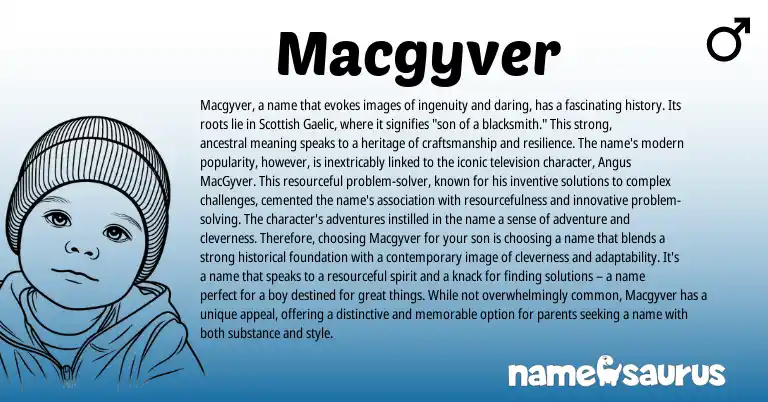 Infographic about Macgyver name meaning, Macgyver is a name from Scottish, Other origin(s).